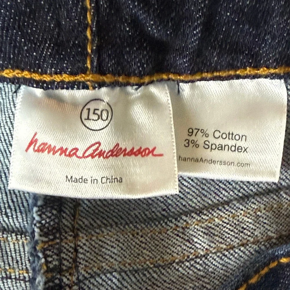 Hanna Andersson Jeans 150 Girls 12 Blue Kid Dark Wash Straight Leg Stretch Denim